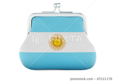 Coin purse with Argentinean flag. Budget, investment or financial, banking concept in Argentina. 3D rendering 83522176