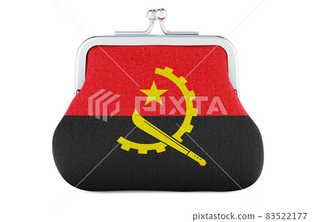 Coin purse with Angolan flag. Budget, investment or financial, banking concept in Angola. 3D rendering 83522177