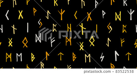Runes, seamless pattern background. Ancient occult symbols 83522538