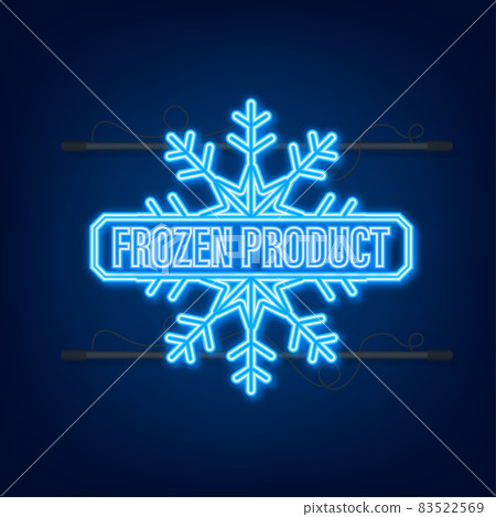 Blue frozen product neon icon on blue background 83522569