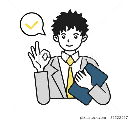 Illustration of a man doing an OK pose Material... - Stock Illustration ...