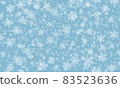 Snow background. Winter snowfall. White snowflakes on blue sky. Christmas background. 83523636