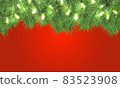 Christmas tree branches, lights. Holiday garland. Vector 83523908