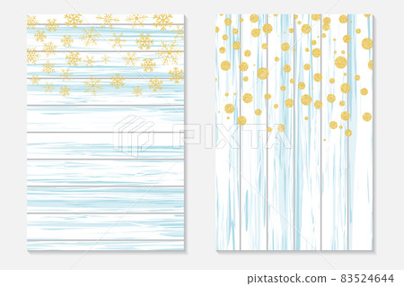 Gold confetti on shabby background. Cover set with gold dots and falling snowflakes. Gold confetti on shabby background. Cover set with gold dots and falling snowflakes. 83524644