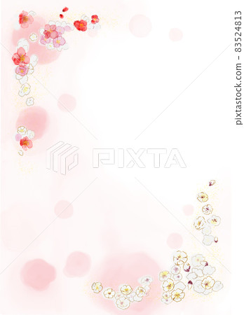 New Year background material (pink gold powder) studded with cute plums 1 New Year background material (pink gold powder) studded with cute plums 1 83524813