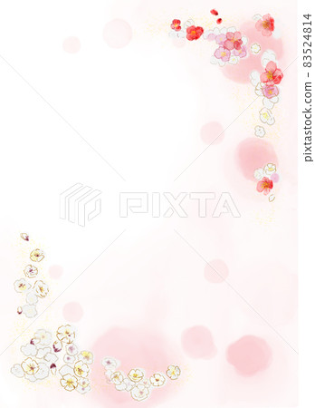 New Year background material (pink gold powder) studded with cute plums 2 New Year background material (pink gold powder) studded with cute plums 2 83524814