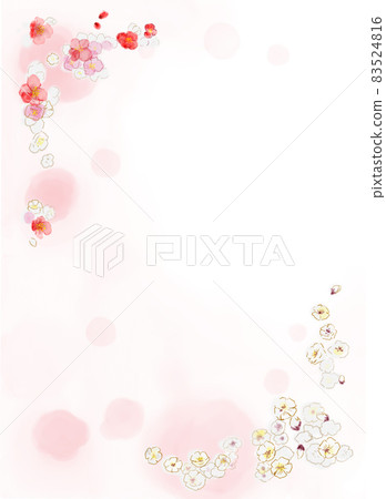 新年背景素材（粉紅色）點綴可愛李子 1 83524816