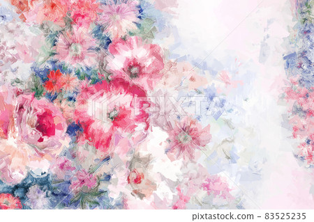 Beautiful oil painting flower and paisley illustration 83525235