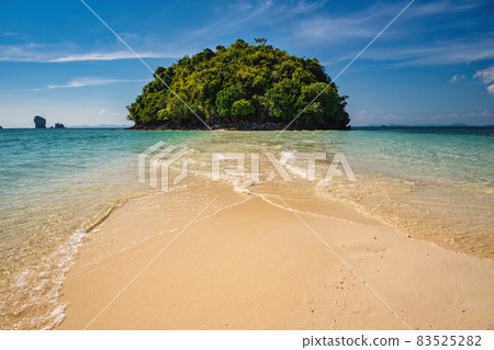 Tropical islands view with ocean blue sea water and white sand beach at Thale Waek (Separated Sea), Krabi Thailand nature landscape Tropical islands view with ocean blue sea water and white sand beach at Thale Waek (Separated Sea), Krabi Thailand nature landscape 83525282