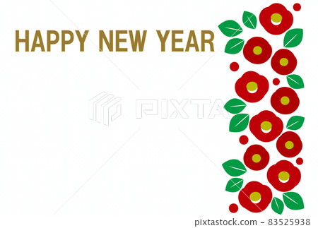 Happy New Year camellia flower frame 83525938