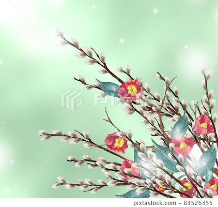 有背景的山茶花和褪色柳 有背景的山茶花和褪色柳 83526355