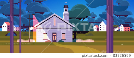 contemporary facade of church building architecture religion culture concept night landscape background 83526599