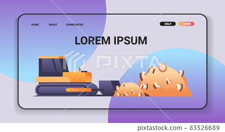 excavator loading bitcoins mining transport golden coin digital money production cryptocurrency blockchain 83526689