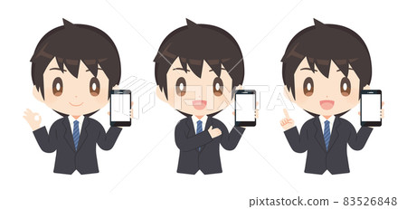 男性插圖套裝,帶智能手機 男性插圖套裝,帶智能手機 83526848