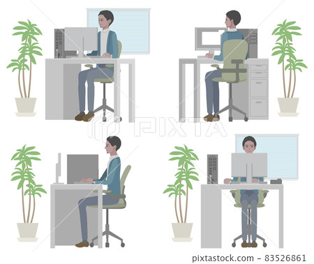 在辦公室的計算機上工作的人 在辦公室的計算機上工作的人 83526861