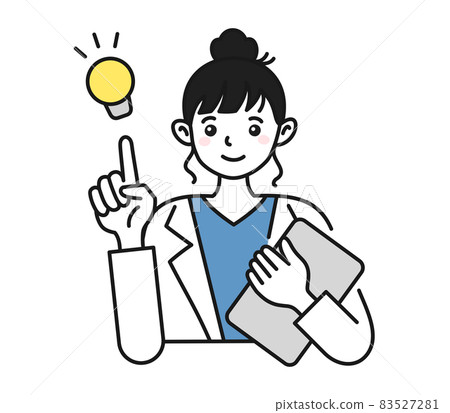 Illustration material of a female nurse / doctor in a white coat making a suggestion Illustration material of a female nurse / doctor in a white coat making a suggestion 83527281