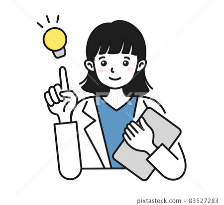 Illustration material of a female nurse / doctor in a white coat making a suggestion Illustration material of a female nurse / doctor in a white coat making a suggestion 83527283