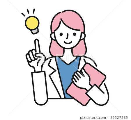 Illustration material of a female nurse / doctor in a white coat making a suggestion Illustration material of a female nurse / doctor in a white coat making a suggestion 83527285