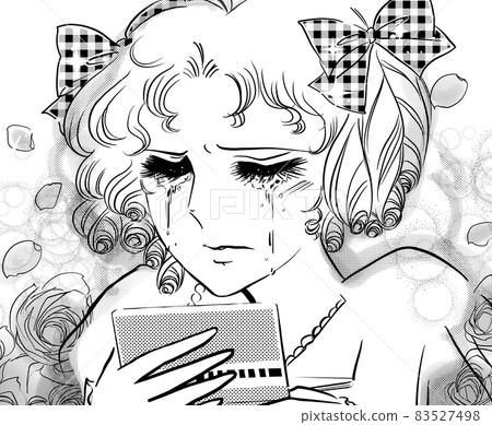 70's Shojo Manga Vertical Roll Lady A glittering lady who cries with a small salary 83527498