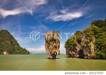 Tropical islands view at James bond island (Khao Tapu) with ocean blue sea water, Phang Nga Thailand nature landscape 83527587