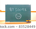 Blackboard letters that say the new 500-yen coin 83528449