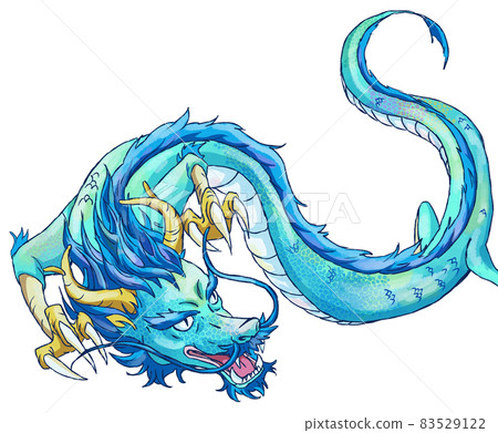許久之前，天上雲霧繚繞，青龍老者現身。-插圖素材 [83529122] - PIXTA圖庫