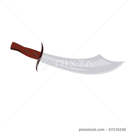Pirate saber vector stock illustration. A piercing weapon for boarding. A cutting knife with a blade. Isolated on a white background. Pirate saber vector stock illustration. A piercing weapon for boarding. A cutting knife with a blade. Isolated on a white background. 83530206