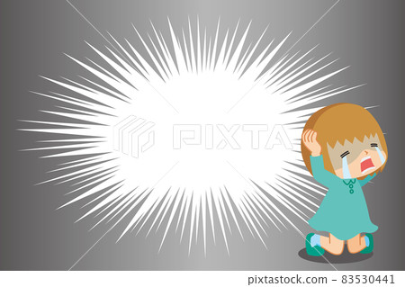 Illustration of a cute little girl holding her head and crying Cartoon background Copy space template Illustration of a cute little girl holding her head and crying Cartoon background Copy space template 83530441