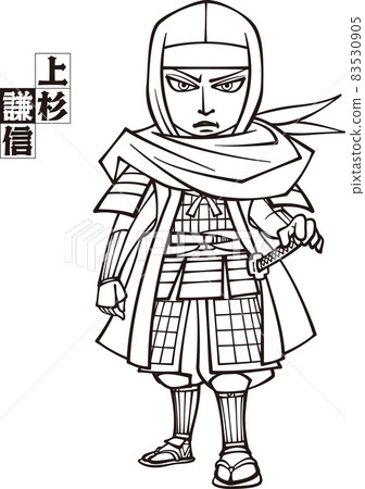 可能是女性的上杉謙信立像 [3 頭，黑白] 83530905