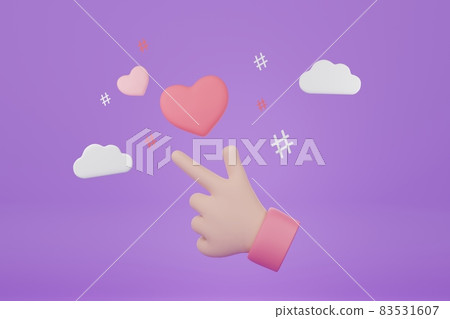 3d minimal cartoon hand showing mini heart sign...-插圖素材 [83531607 ...
