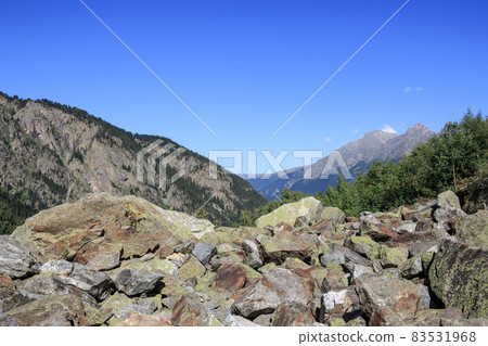 Closeup view mountains scenes in national park Dombai, Caucasus, Russia, Euro Closeup view mountains scenes in national park Dombai, Caucasus, Russia, Euro 83531968