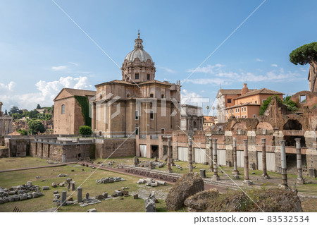 Panoramic view of forum of Caesar also known as forum Iulium Panoramic view of forum of Caesar also known as forum Iulium 83532534