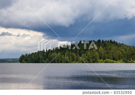 Beautiful summer landscape with a forest lake. 83532950