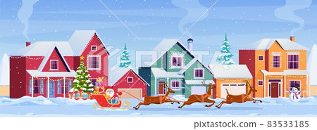 Residential houses with christmas decoration 83533185
