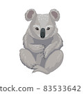 Koala sitting, gray bear cub, marsupial from Australia. Cute little animal koala. Vector character, cartoon drawing. 83533642