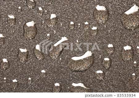 Macro close up to a nonstick fry pan made of polytetrafluoroethylene PTFE with oil on it 83533934