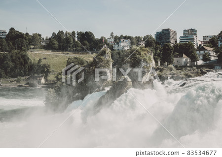 The Rhine Falls is the largest waterfall in Europe in Schaffhausen, Switzerla The Rhine Falls is the largest waterfall in Europe in Schaffhausen, Switzerla 83534677