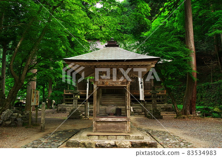 Fresh green Yokokuraji incense hall and main hall: Gifu Fresh green Yokokuraji incense hall and main hall: Gifu 83534983