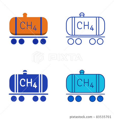 Methane gas icon set in flat and line style 83535701