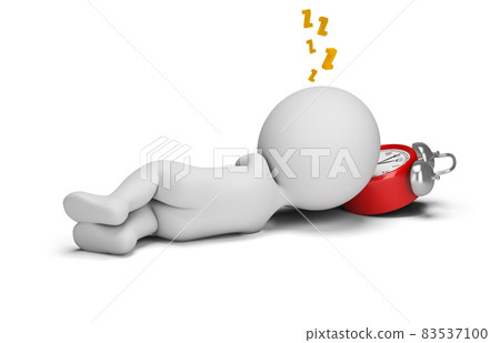 3d small people - sleeping on alarm clock 3d small people - sleeping on alarm clock 83537100