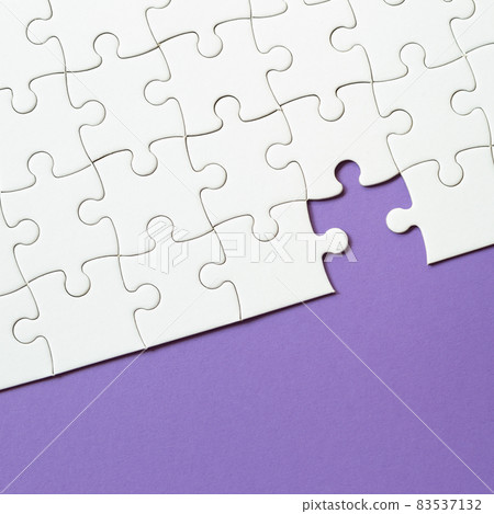 Set of white puzzle pieces and last one piece Set of white puzzle pieces and last one piece 83537132