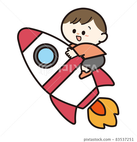 一個孩子乘坐火箭上太空 83537251