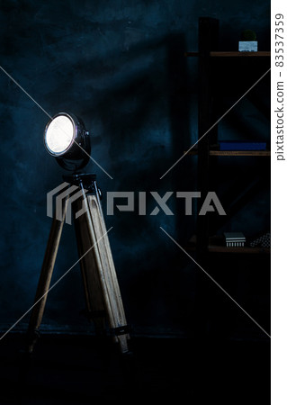 dark loft interior with retro lamp dark loft interior with retro lamp 83537359