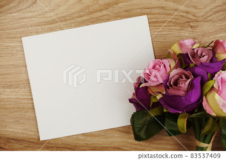 Rose Flowers bouquet with space copy arrange for decoration on wood background Rose Flowers bouquet with space copy arrange for decoration on wood background 83537409