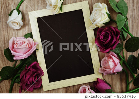 Rose Flowers bouquet with space copy arrange for decoration on wood background Rose Flowers bouquet with space copy arrange for decoration on wood background 83537410