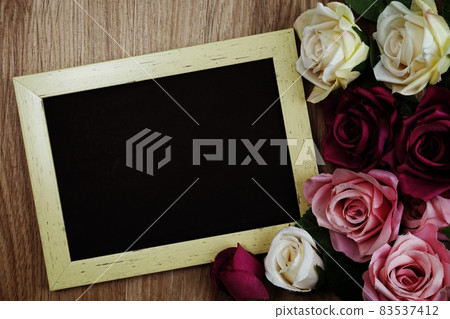 Rose Flowers bouquet with space copy arrange for decoration on wood background 83537412