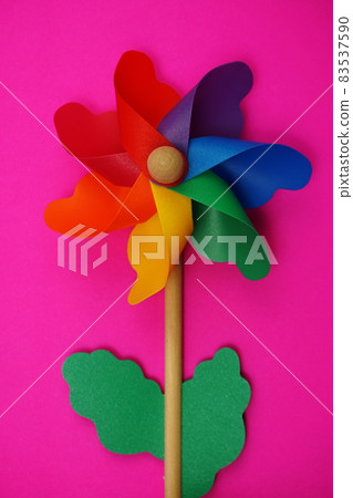 colorful pinwheel with space copy isolated on pink background colorful pinwheel with space copy isolated on pink background 83537590