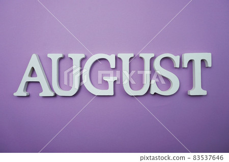 August alphabet letter with space copy on Purple background August alphabet letter with space copy on Purple background 83537646