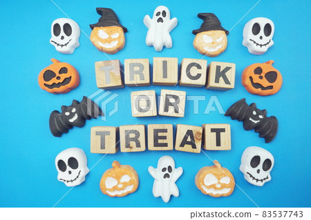 Happy Halloween alphabet letter on Blue background Happy Halloween alphabet letter on Blue background 83537743