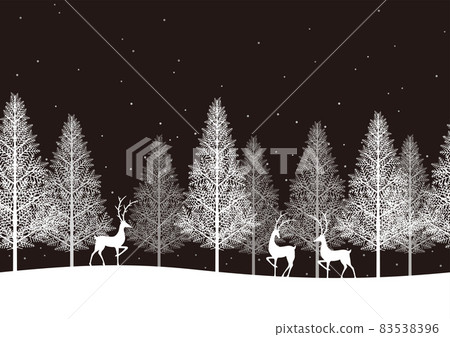 Seamless background illustration of winter forest and reindeer 83538396